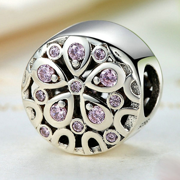 Pink Daisy CZ Charm - Image 3