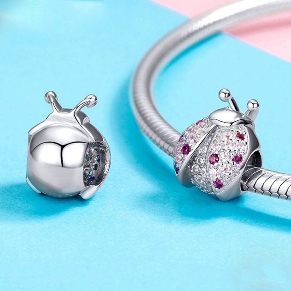 Pink Ladybug CZ Charm