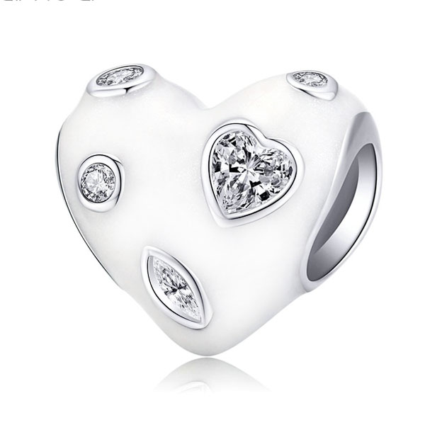 Pure Heart CZ Enamel Charm