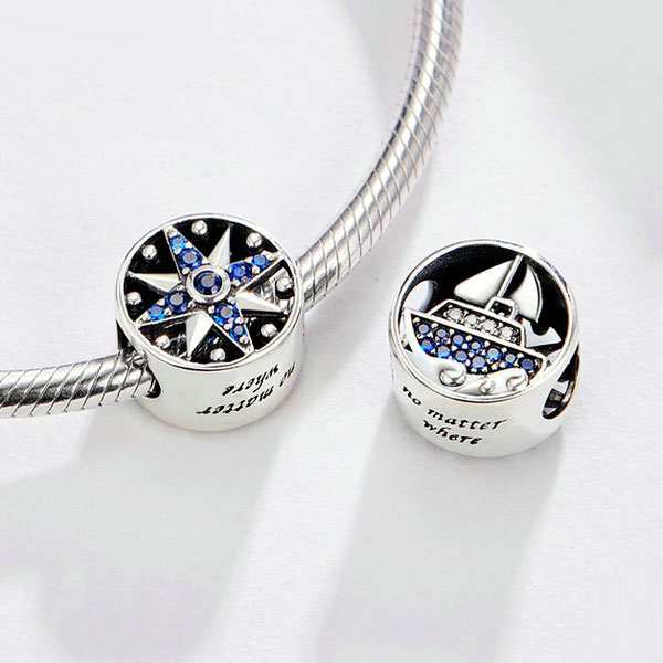 Ship and Compass Charm