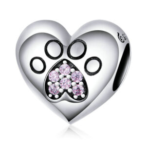 Soft Pawprint Heart Charm