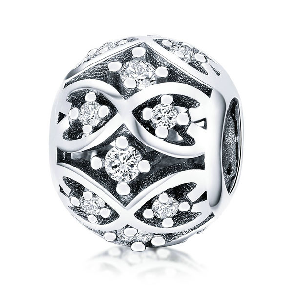 Dazzling Ball CZ Charm - Sterling Silver - Silver Wholesalers