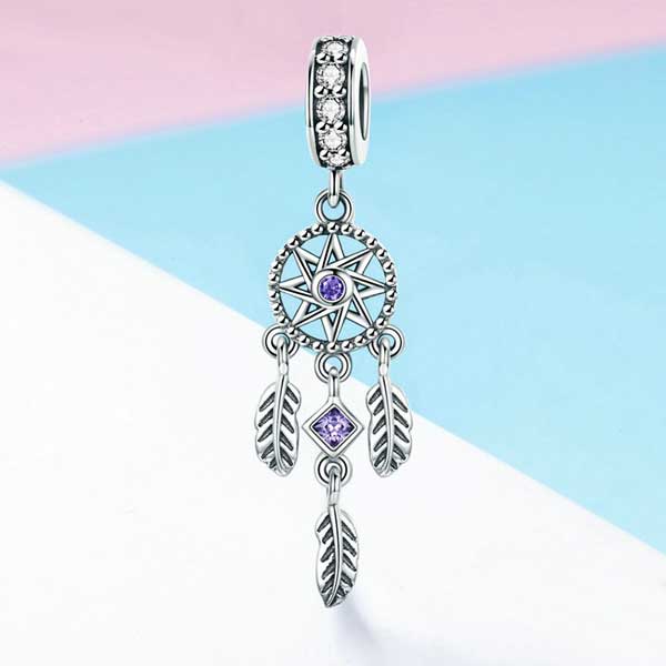 Purple Dreamcatcher Pendant Charm