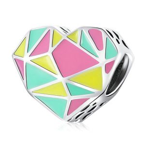 Geometric Patterns Heart Charm