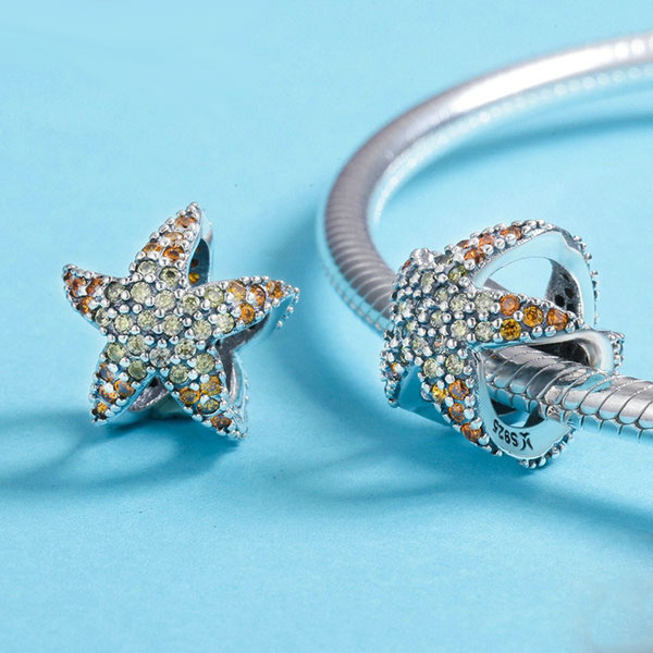 Sparkling Starfish CZ Charm