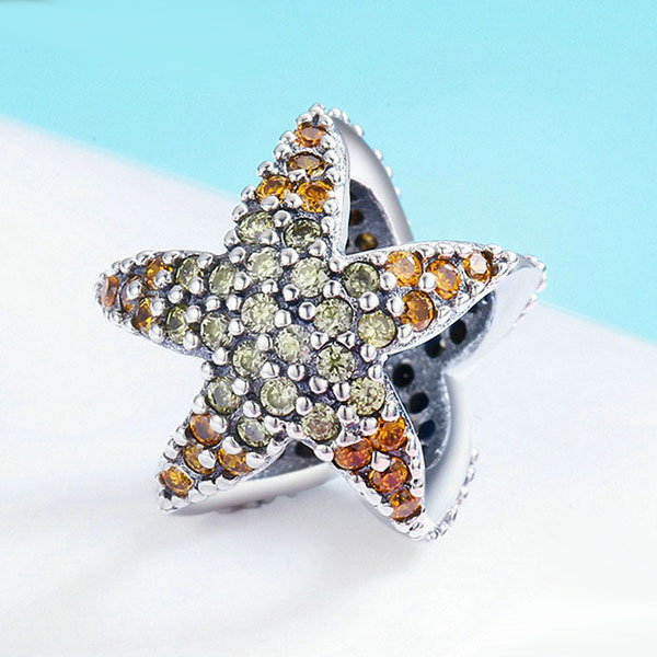 Sparkling Starfish CZ Charm