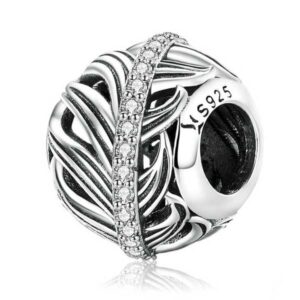Vintage Feather CZ Charm