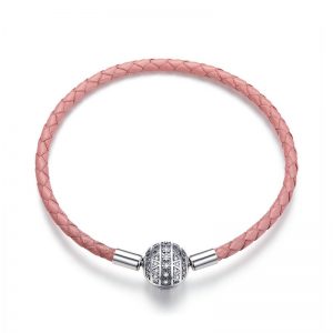 Dazzling Pink Leather Bracelet 2