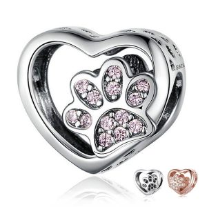 Pawprint Heart Charm