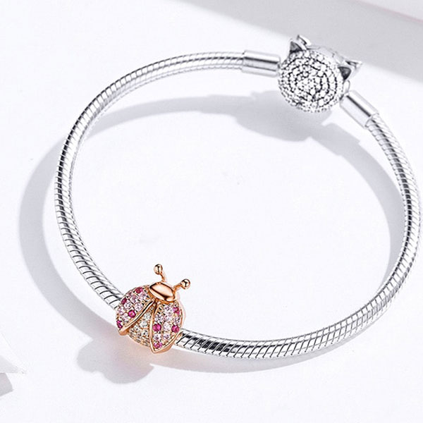Pink Ladybug CZ Charm