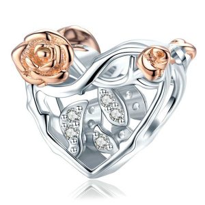Golden Rose Heart Charm