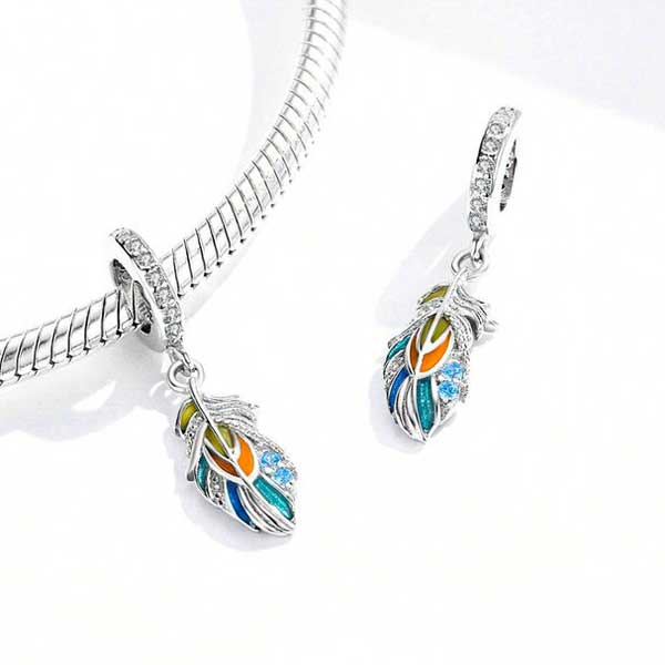 Colourful Feather Pendant Charm