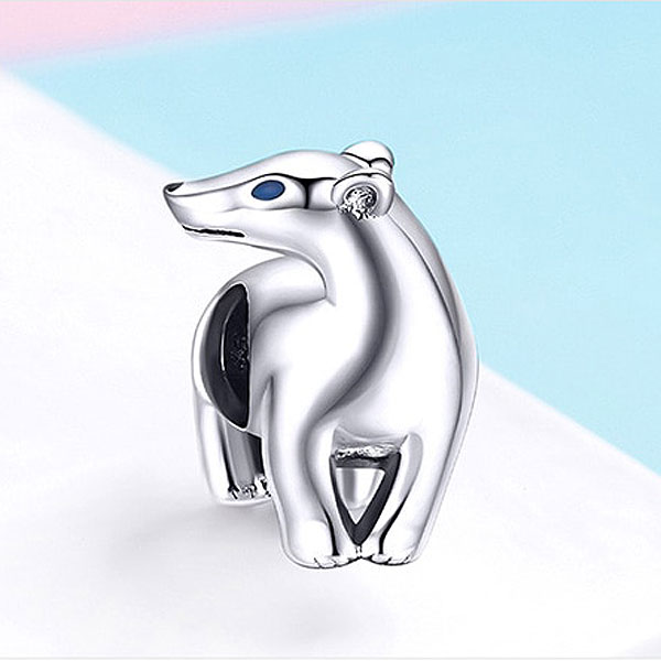 Polar Bear Silver Charm
