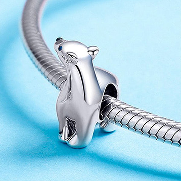 Polar Bear Silver Charm