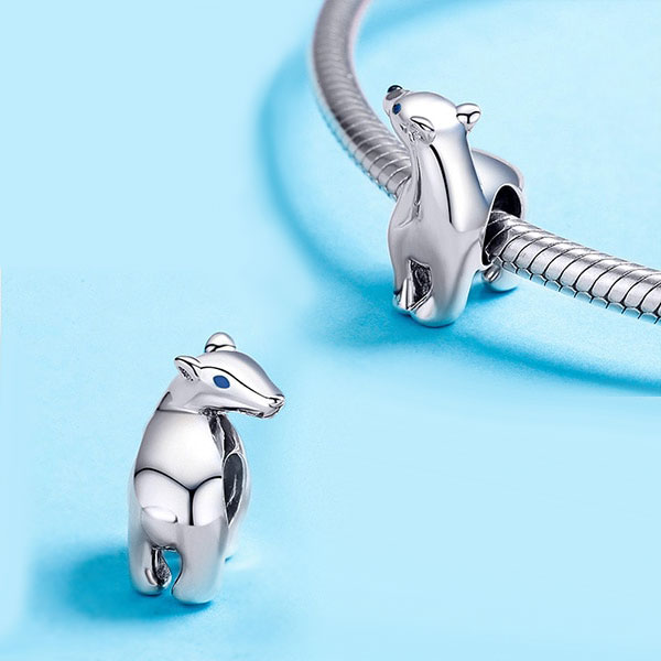 Polar Bear Silver Charm