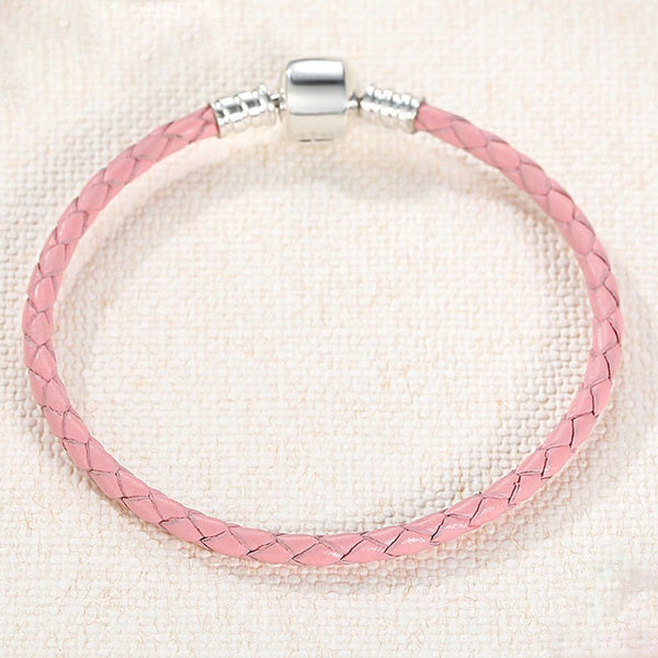 T&T Style Pink Leather Bracelet Wristband – Adjustable, Unbranded (LB230)