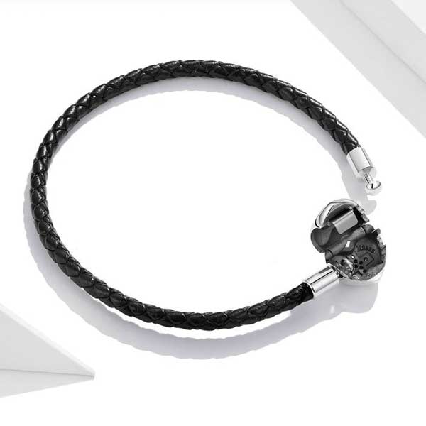 CZ Cross Clasp Leather Bracelet