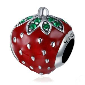 Sweet Strawberry CZ Enamel Charm