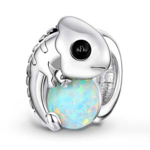 Cute Chameleon Opal Charm