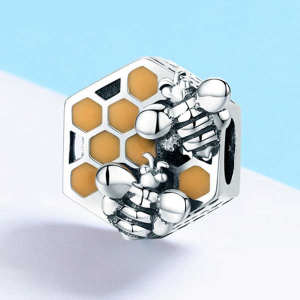 Honeycomb Hexagon Enamel Charm