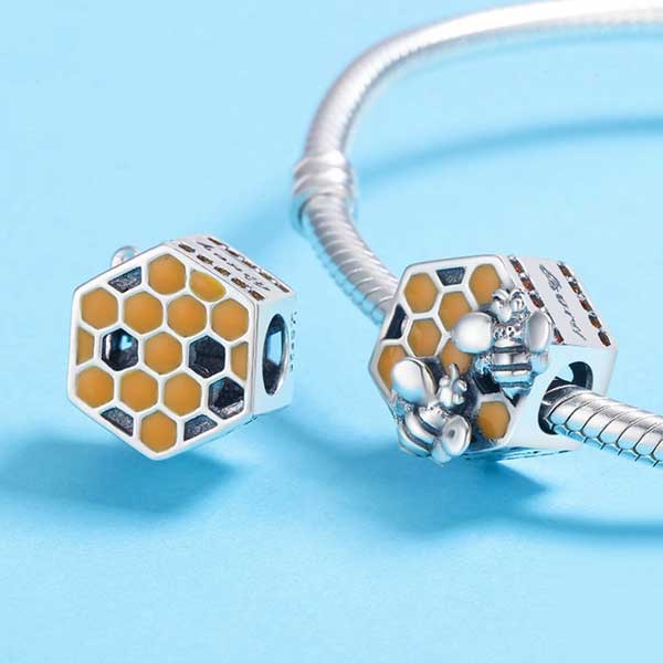 Honeycomb Hexagon Enamel Charm