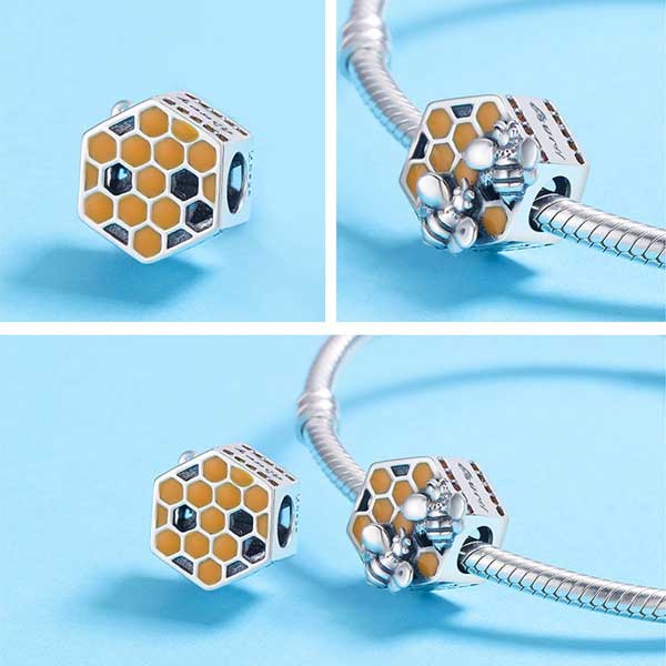 Honeycomb Hexagon Enamel Charm