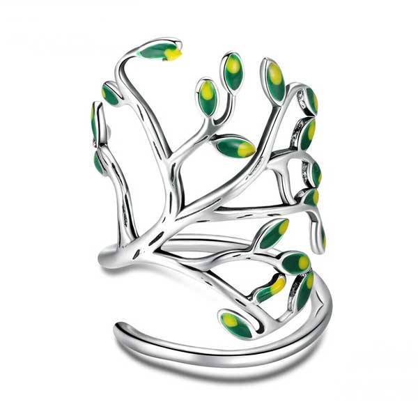 Green Tree of Life Adjustable Ring