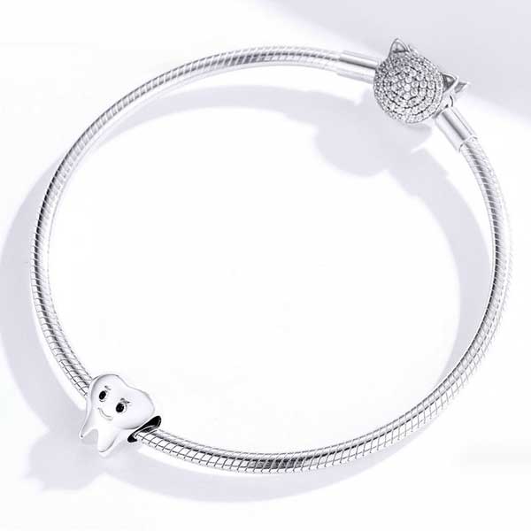 Happy Tooth Silver Charm