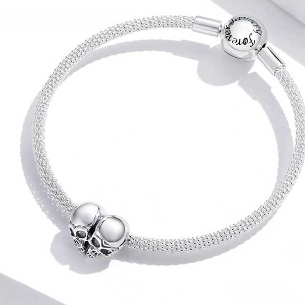 Punk Skulls Silver Charm