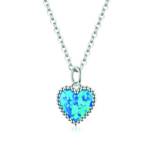 Deep Blue Heart Silver Necklace 1