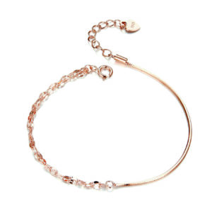 Rose Gold Silver Bracelet Cable Box Chain Lobster Lock 1
