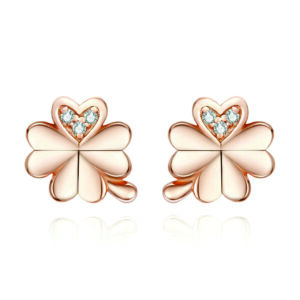 Rose Gold Four-Leaf Clovers Stud Earrings 1