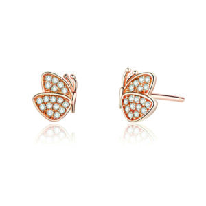 Rose Gold Color Butterfly Stud Earrings 1
