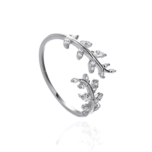Sterling Silver Delicate Leaf Open Ring 6