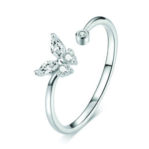 Silver Butterfly Tail Ring Open Ring 1