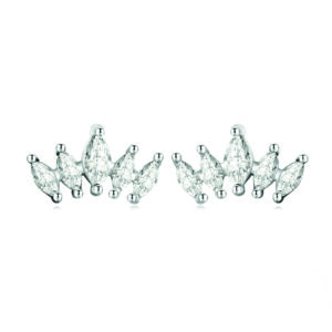 Sterling Silver Gorgeous Crown Stud Earrings 1