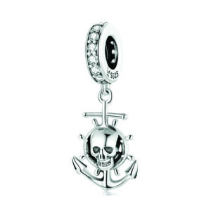 Sterling Silver Skull Pirate Ship Pendant 1