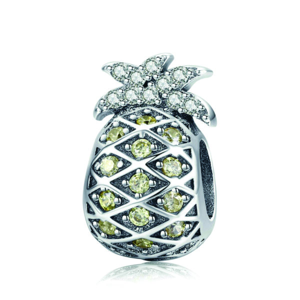 Sterling Silver Pineapple Fruit CZ Charm 1